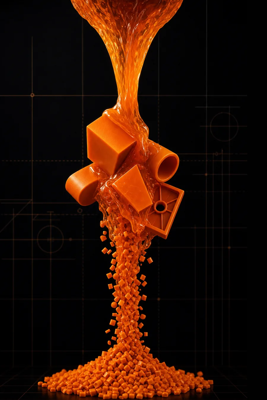 Recycled polymer transformed into engineered components